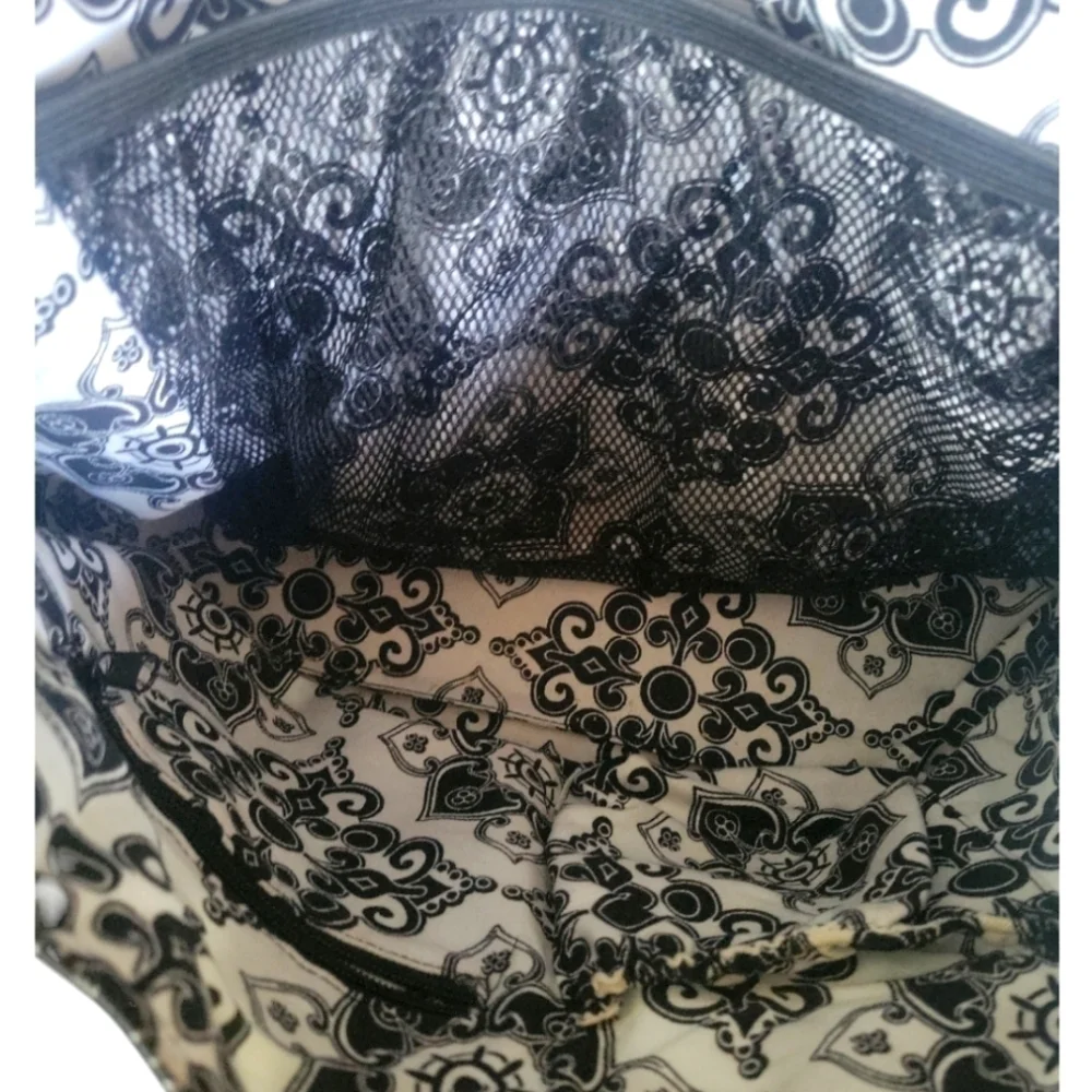 Trend Lab Black and White Floral Baby Diaper Bag Utility Set With Bottle Bag